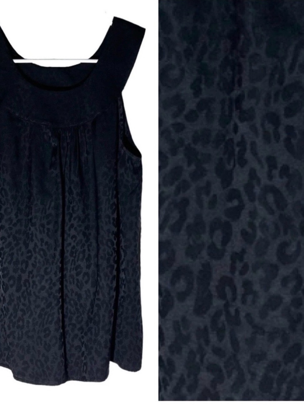 NWT Anthropologie Daniel Rainn Black Cheetah Print Sleeveless Top Women’s L